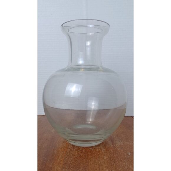 Contemporary Art Glass 8.5" Hand Blown Thick Clear Glass Vintage Vase - Picture 1 of 10